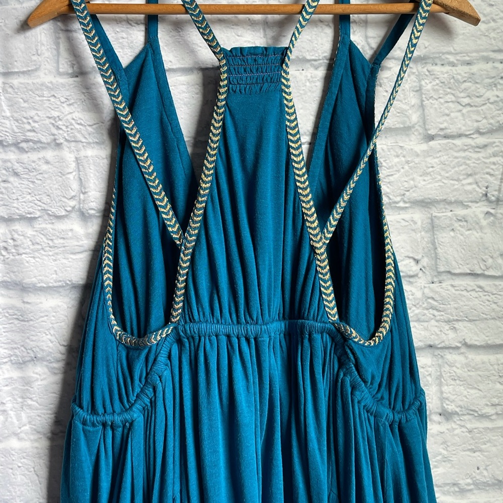 Free People Teal Embroidered Dress Medium - Picture 8 of 16